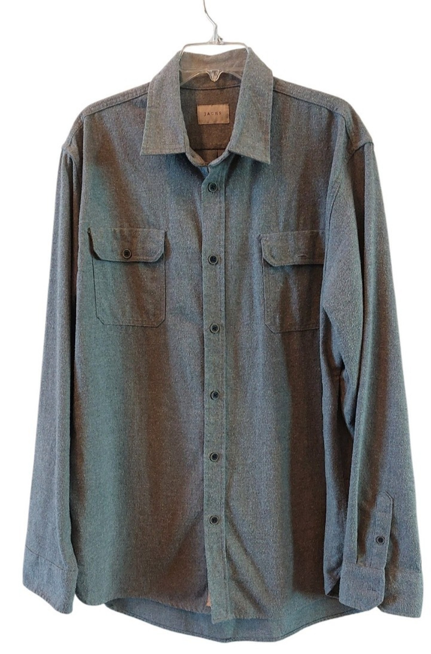 Jachs Men's Grey Heavy Flannel Button Down Long Sleeve Shirt Size XLT